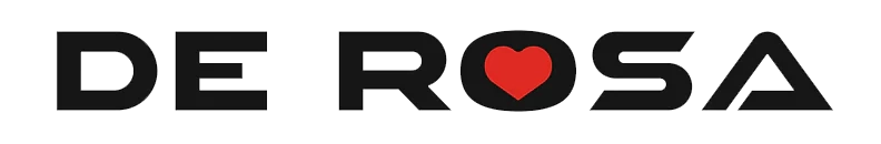 A brand logo named de rosa with heart icons.