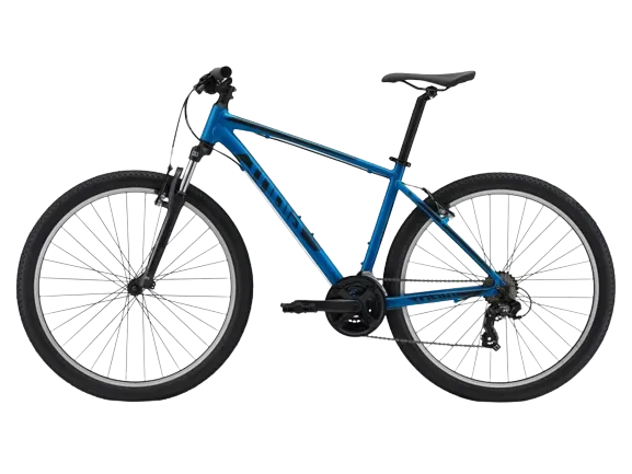 An atx in vibrant blue color, with a brand sticker named giant on the frame and equipped with aluxx aluminum from perth recreational bikes.