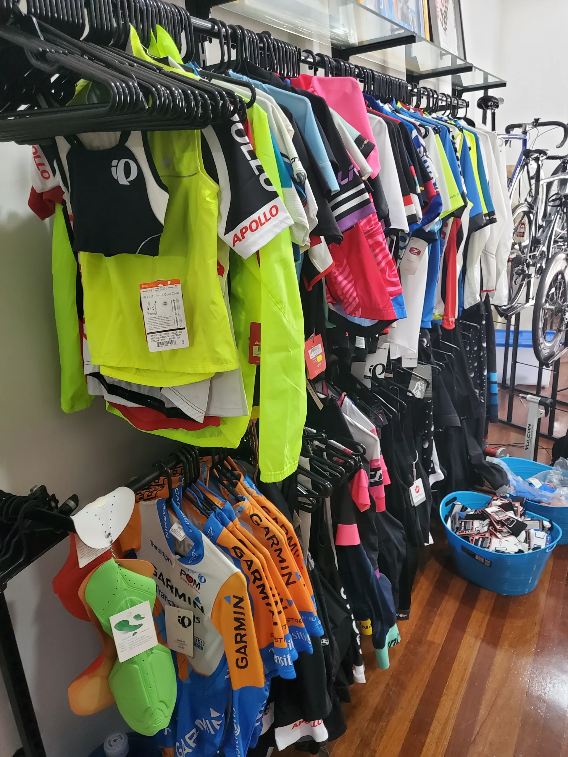 Cyclemania shop offering a variety of bikes, clothing for biking, and a wide selection of cycling accessories.