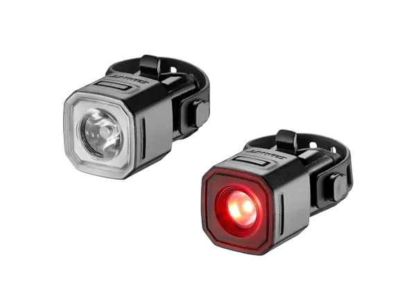 Giant recon hl 100 and recon tl 100 combo multi-function lights for use on handlebars or helmets.