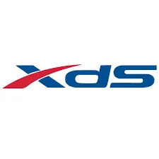 A logo with the brand name xds, with red and blue colors in the letter x
